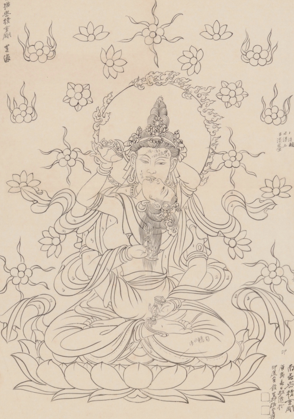 白描密積金剛坐像粉本 