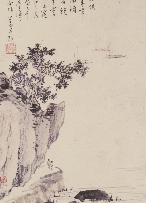 江帆寒帶雨渚-張大千溥心畬合繪